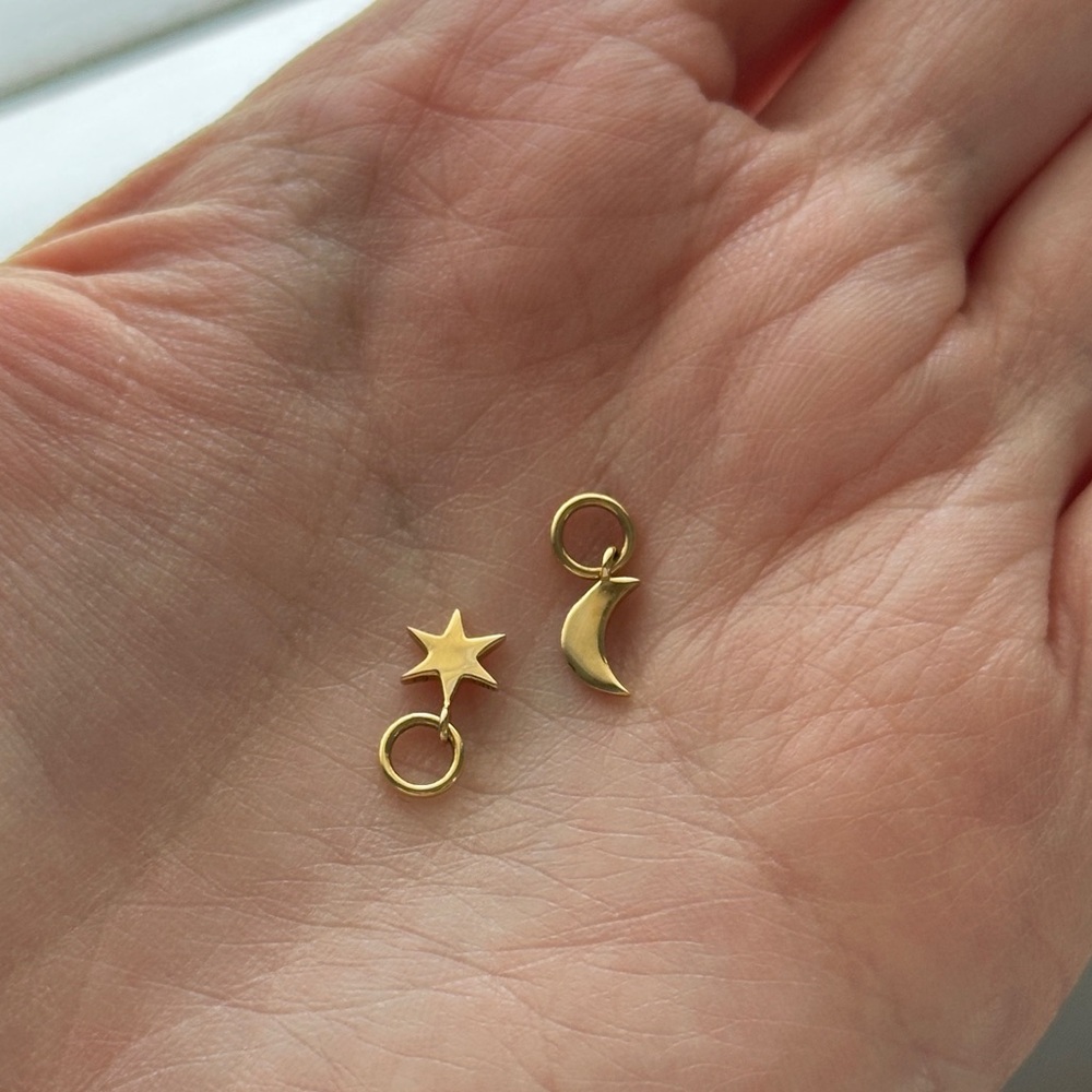 Mejuri 14k Yellow Gold Hoop Charms (set of star & moon)